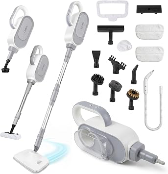 Livatro Balai vapeur 13 en 1, réservoir 500 ml, 1500 W, 130 °C, 3 niveaux, câble 5 m