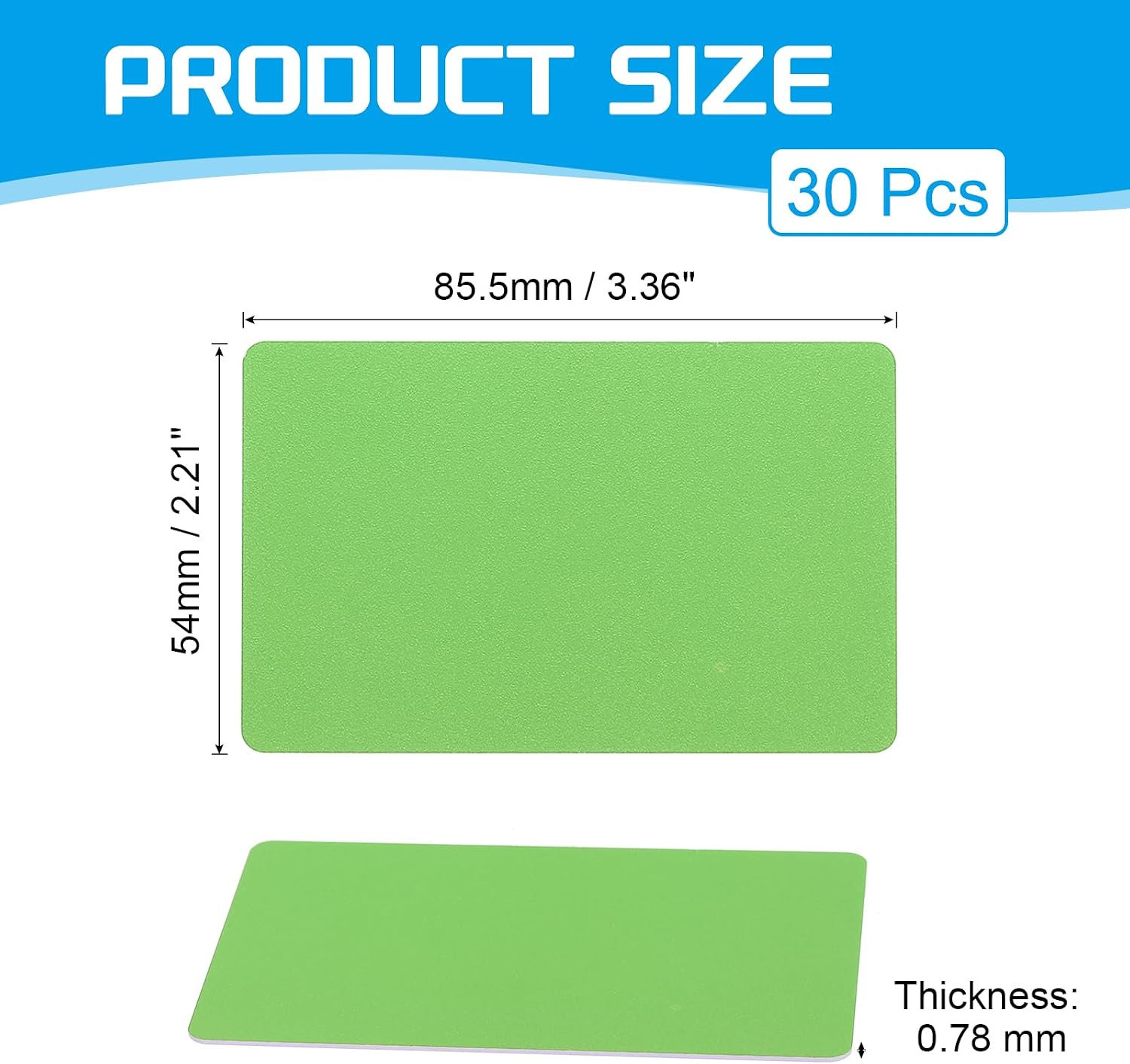 PATIKIL Blank PVC Cards, 30 Pack Inkjet Plastic ID Card CR80 30 MIL White Printable Business Cards, Waterproof Double Sided Printing for Photo ID Badge Inkjet Printers Frosted, Green image 2