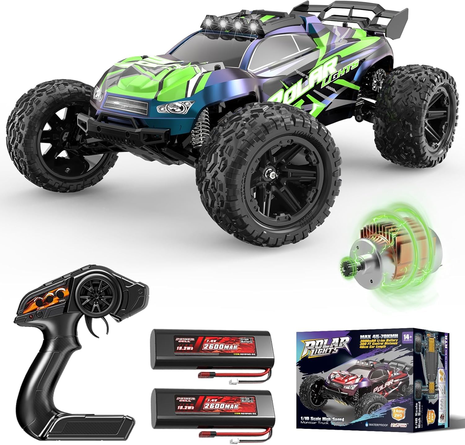 DSSA 1:10 Big Rc Cars 18-Inch,Fast Remote Control Car Trucks,45+KM/H RC Off-Road Electric Truck, Includes 2 Rechargeable 2600mAh Batteries, Rc Cars for Adults & Boys-image-13