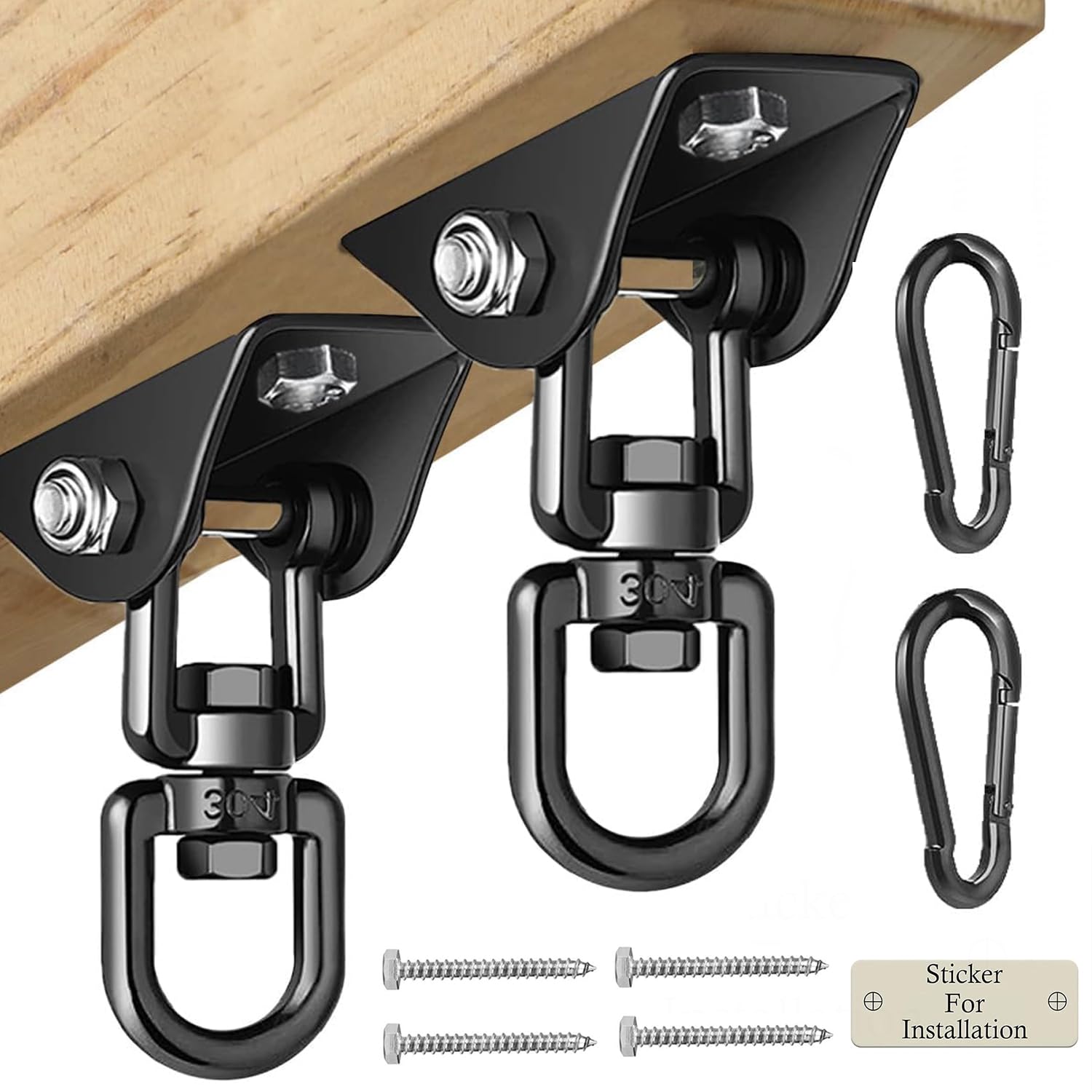 Perchas de columpio resistentes para juegos de madera, capacidad de 2000 libras, colgador de hamaca giratorio de 360 grados, accesorios de acero inoxidable, 2 paquetes para porche, parque