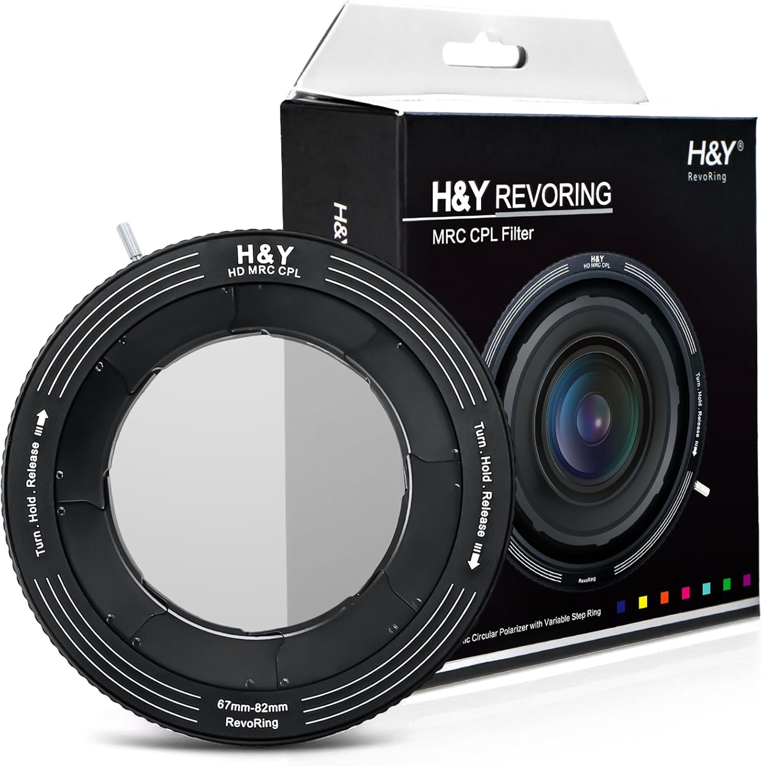 H&Y RevoRing Circular Polarising Filter, 2-in-1 Polarizer and Adjustable Adapter Ring for 67mm 77mm 82mm Lenses, CPL Camera Lens Polarizing Filtersfor Landscape and Outdoor Photography
