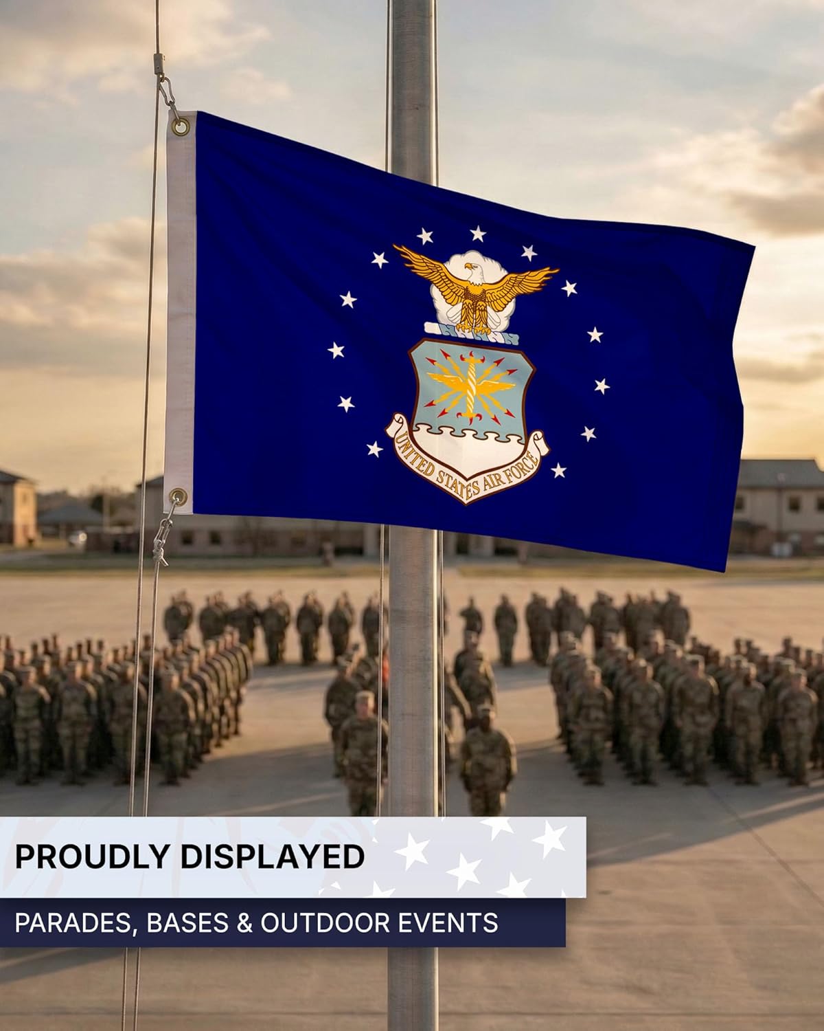 AGAS United States Air Force Flag Military 3x5 Ft Outdoor 200D Nylon Canvas Header 2 Brass Grommets Fade Resistant Flagpole Display