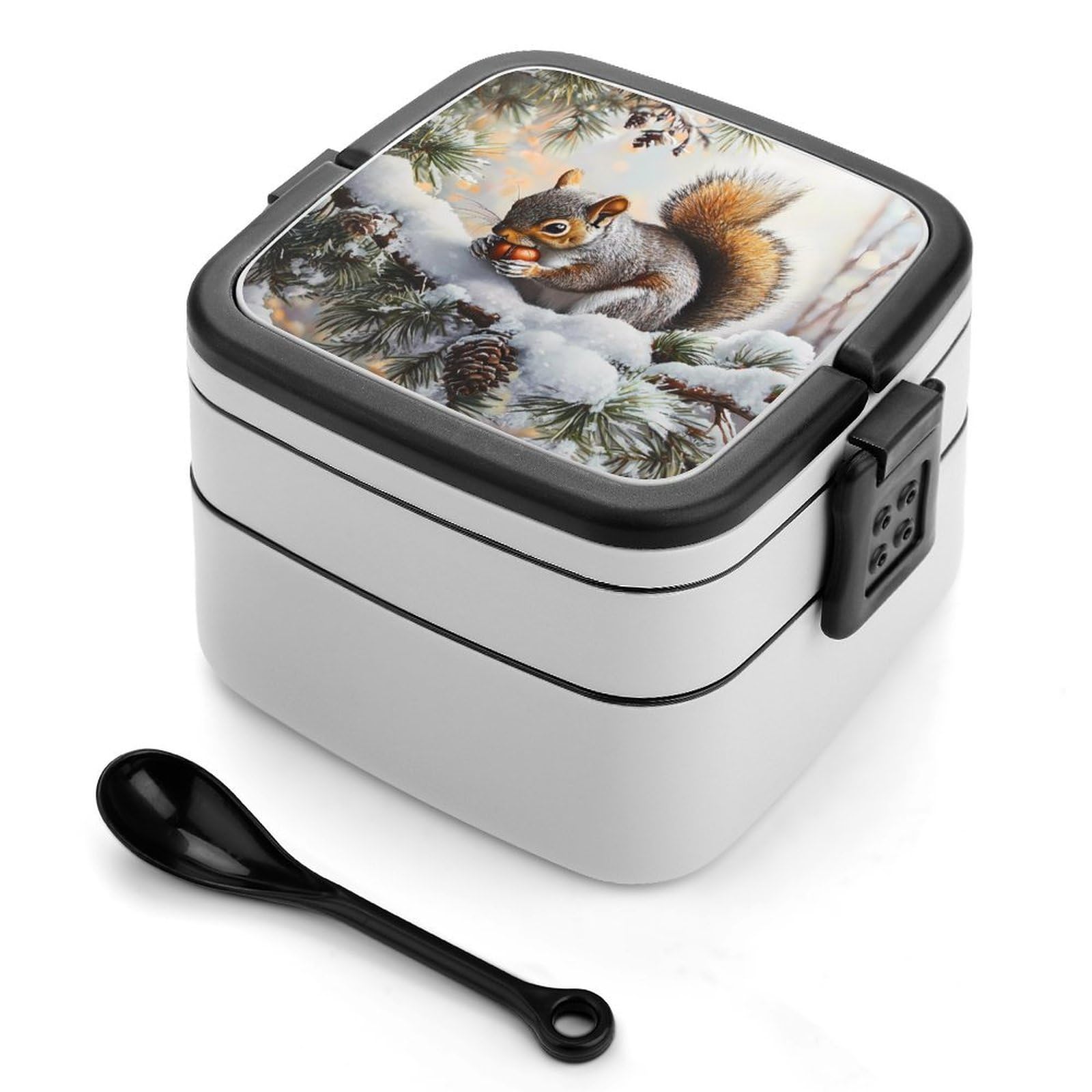 CGSBNGHA Squirrel Cute Animal Bento Lunch Box 2 Layer Lunchbox Food Container for Adults Office