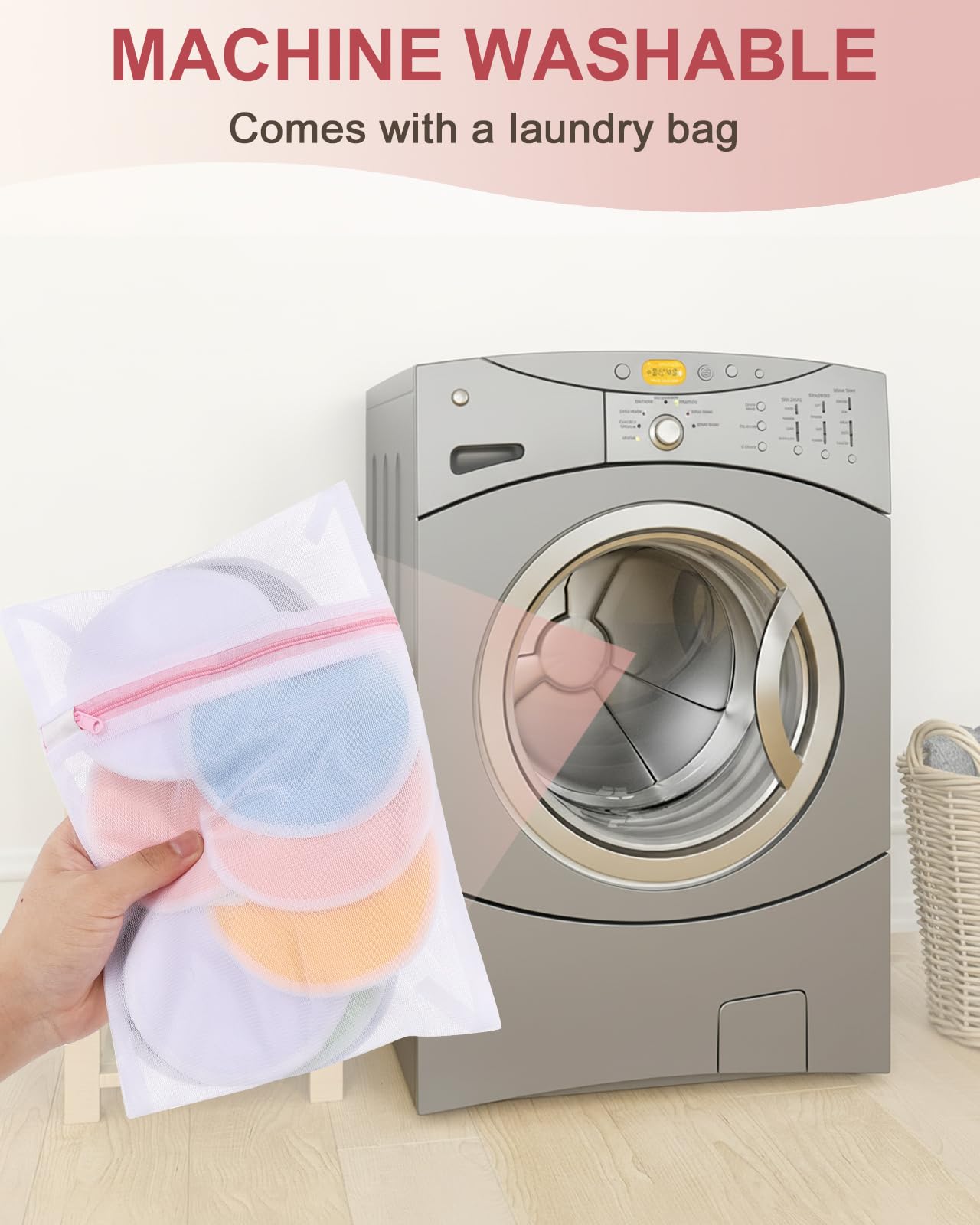 12 pcs (6 works) Nursing Pads Set Nursing Pads Washable Organic Bamboo Nursing Pads Reusable Nursing Pads Washable Soft Absorbent Nursing Pads with 1 Laundry Bag and 2 Organza Bags - Image 4