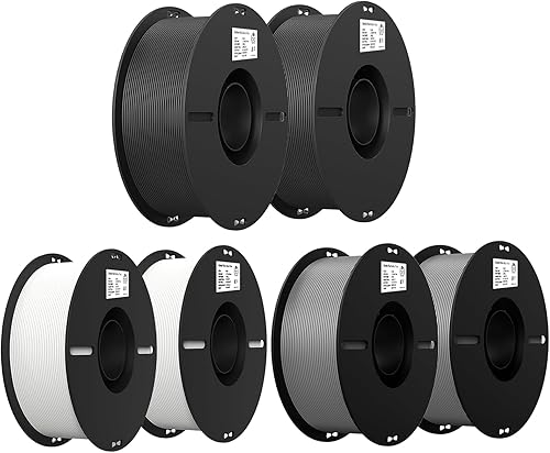 Miniatura 1 de Creality Filamento de impresora 3D, filamento PLA de 0.069 in para impresión 3D, negro, blanco y gris