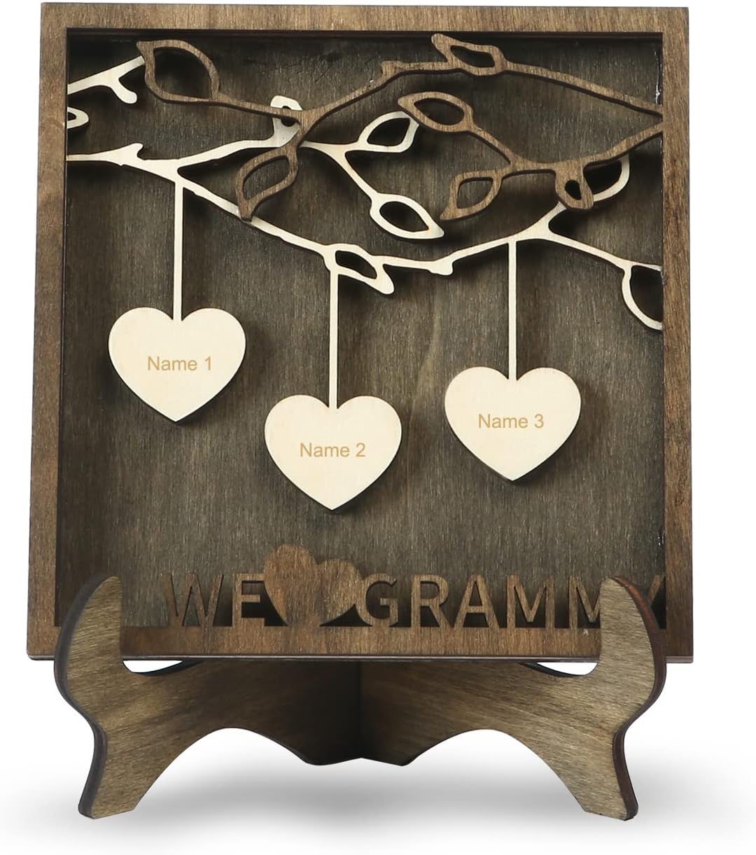 Personalized Custom Wooden Family Tree Frames Plaques Decor Engraved Family Names Desk Plaque Mothers Day Gifts (4 names, Style 1)