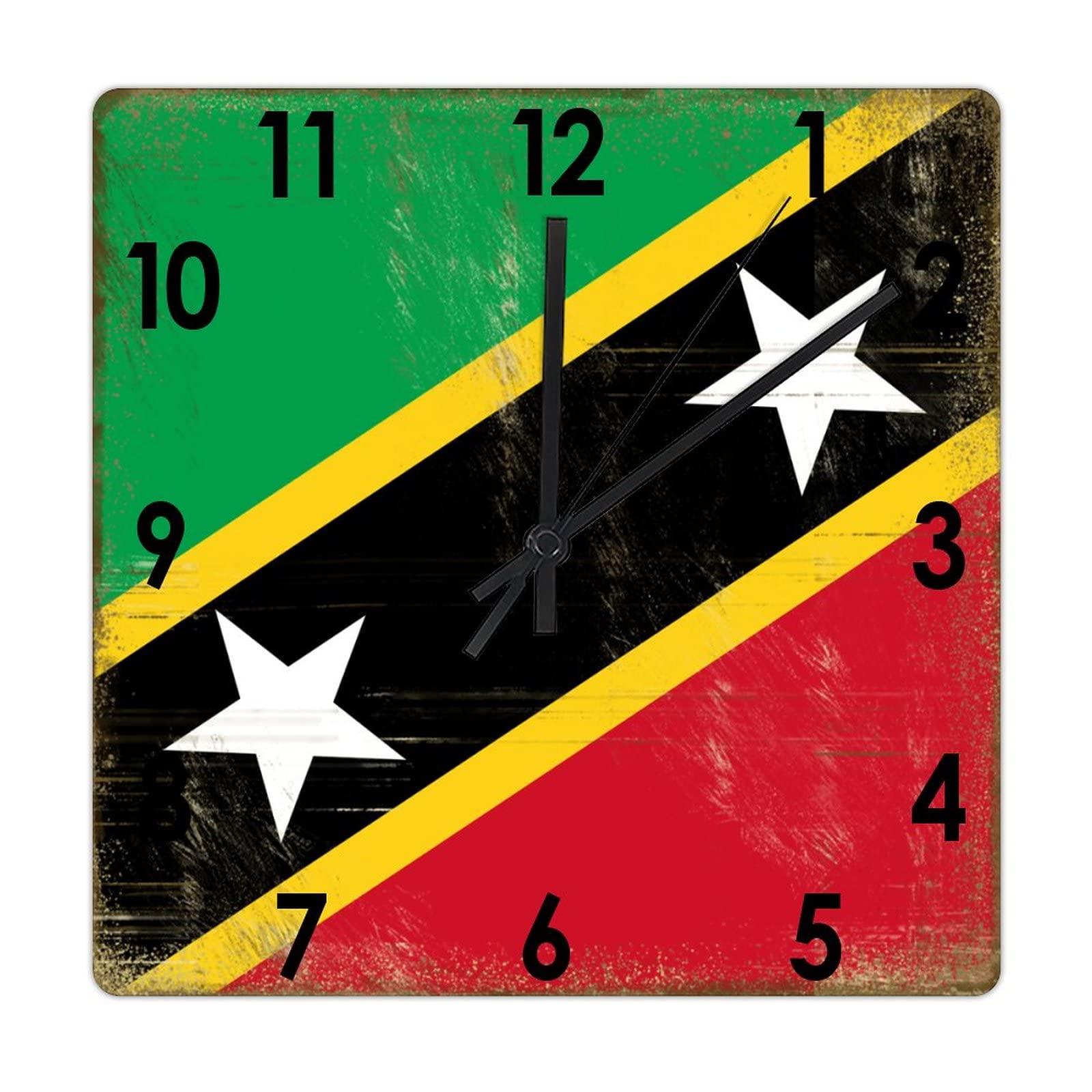 Horloge murale en bois Saint-Kitts-et-Nevis, cadeau idéal pour maison