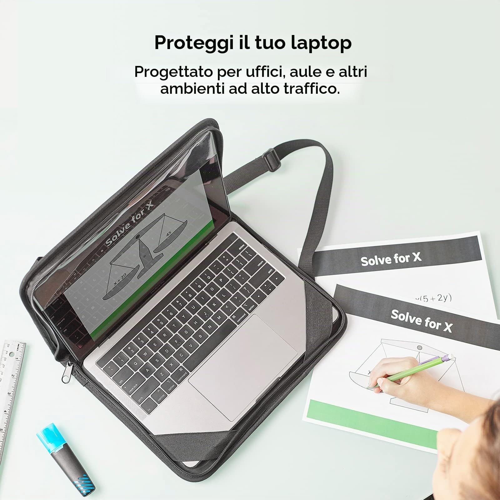 Belkin Custodia Always-On per Laptop, Compatibile con Notebook, Tablet, Chromebook, iPad e altri Dispositivi da 11'' a 12'', Protezione per Laptop, include 2 Tasche, Nero