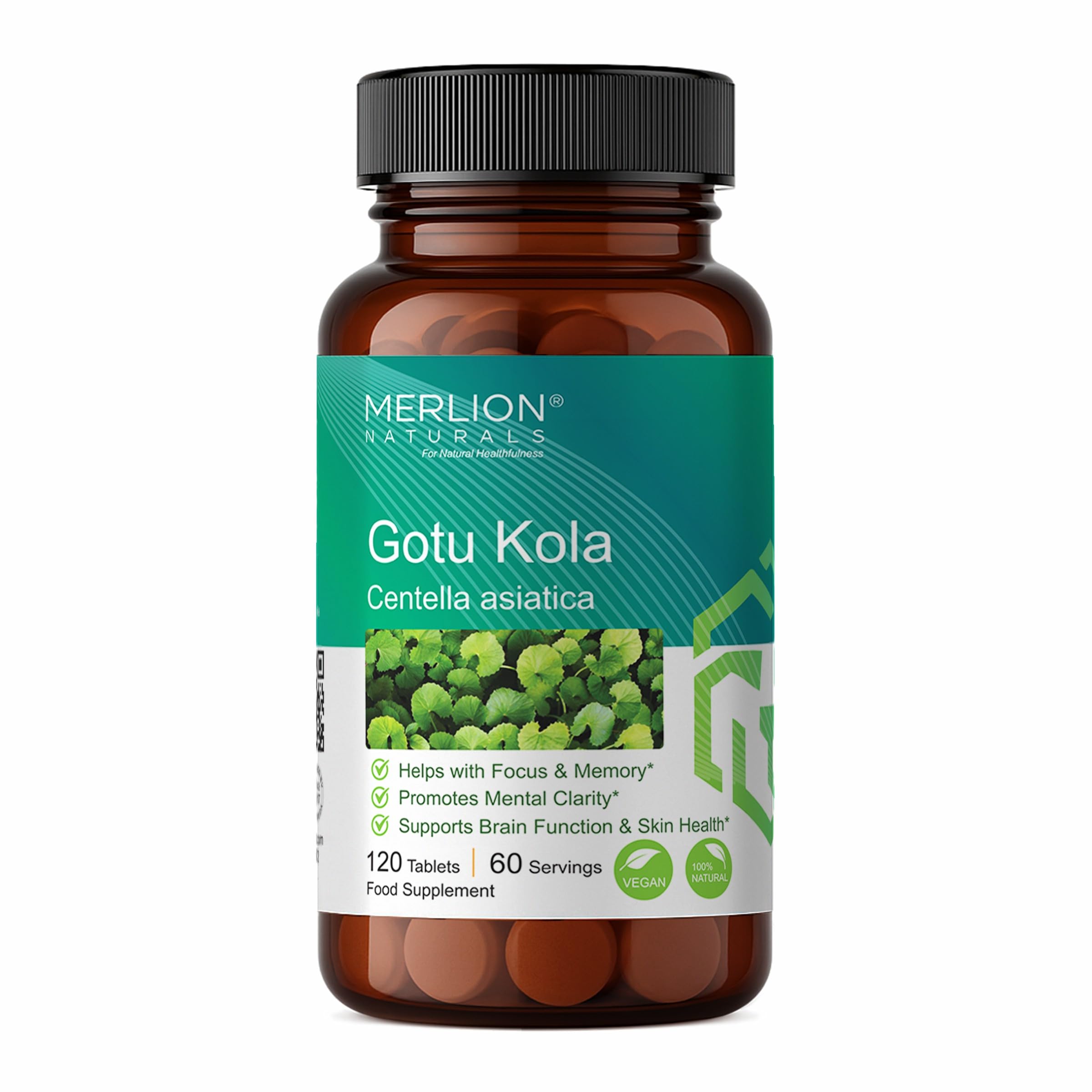 Merlion Naturals Gotukola Tablets Centella asiatica, All Natural, Pure Herbs 500mg x 120 Tablets