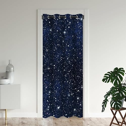 Cortinas opacas de cielo nocturno con estrellas para puertas, nebulosa del universo, galaxia, cielo estrellado, para armario de dormitorio de niños,