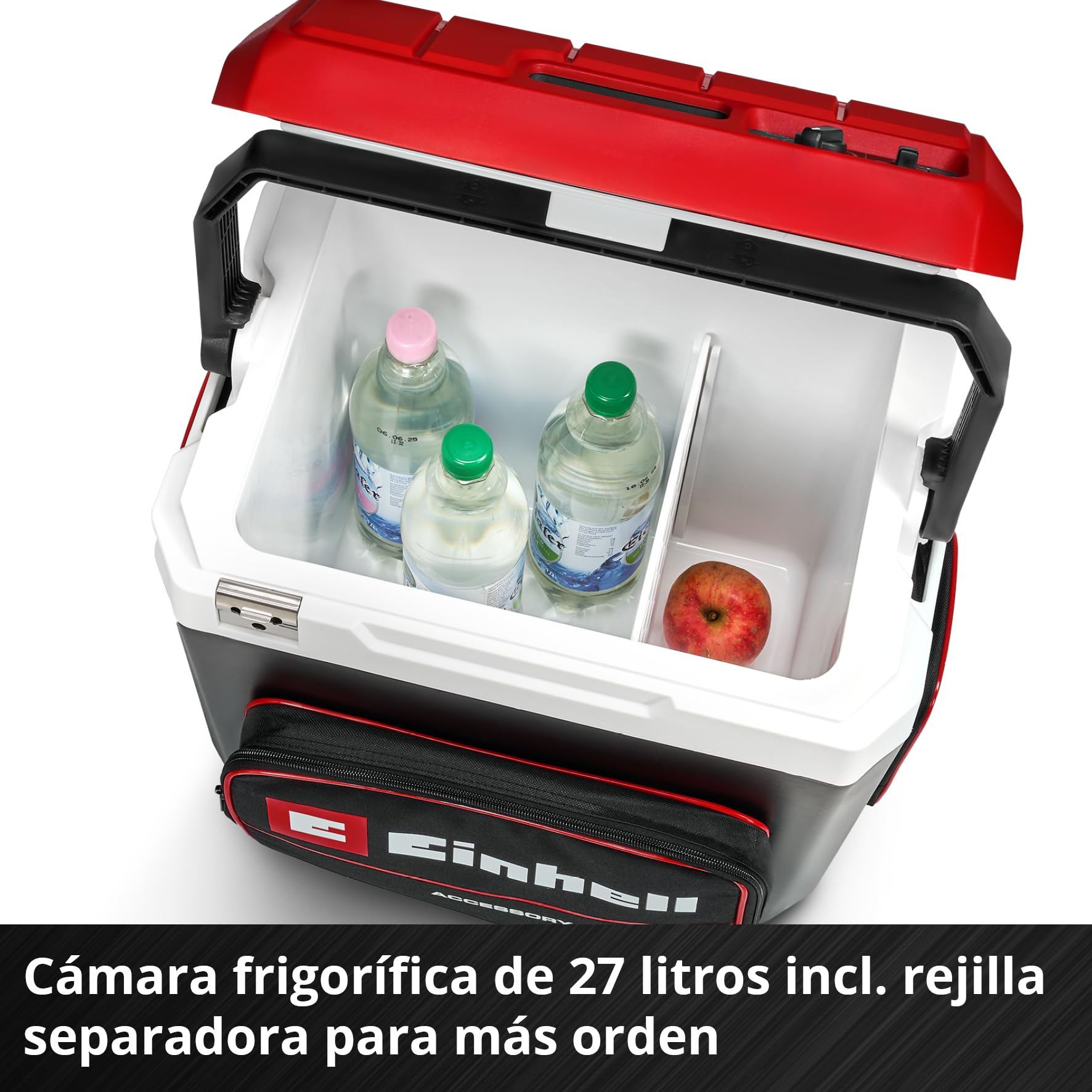 Nevera portátil con batería TE-Col 18/27 Li-Solo Power X-Change de Einhell (18 V, 27 l, Enfriar y Mantener Caliente, híbrido de 12 V para Coche, Enchufe de 230 V, Incl. Bolsillos, sin batería)