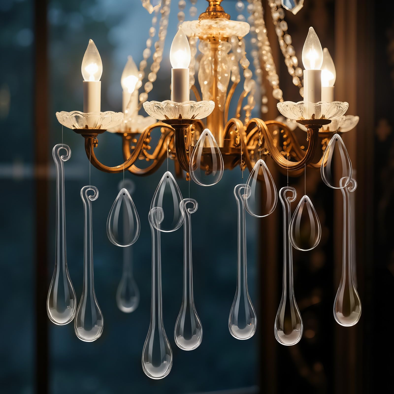 Cinnvoice 150 Stück Weihnachts-Tropfen-Ornamente, transparent, Acryl, Kristall-Kronleuchter, Anhänger für Weihnachtsbaum, Kronleuchter, Hochzeit, Tafelaufsätze, Party-Dekorationen
