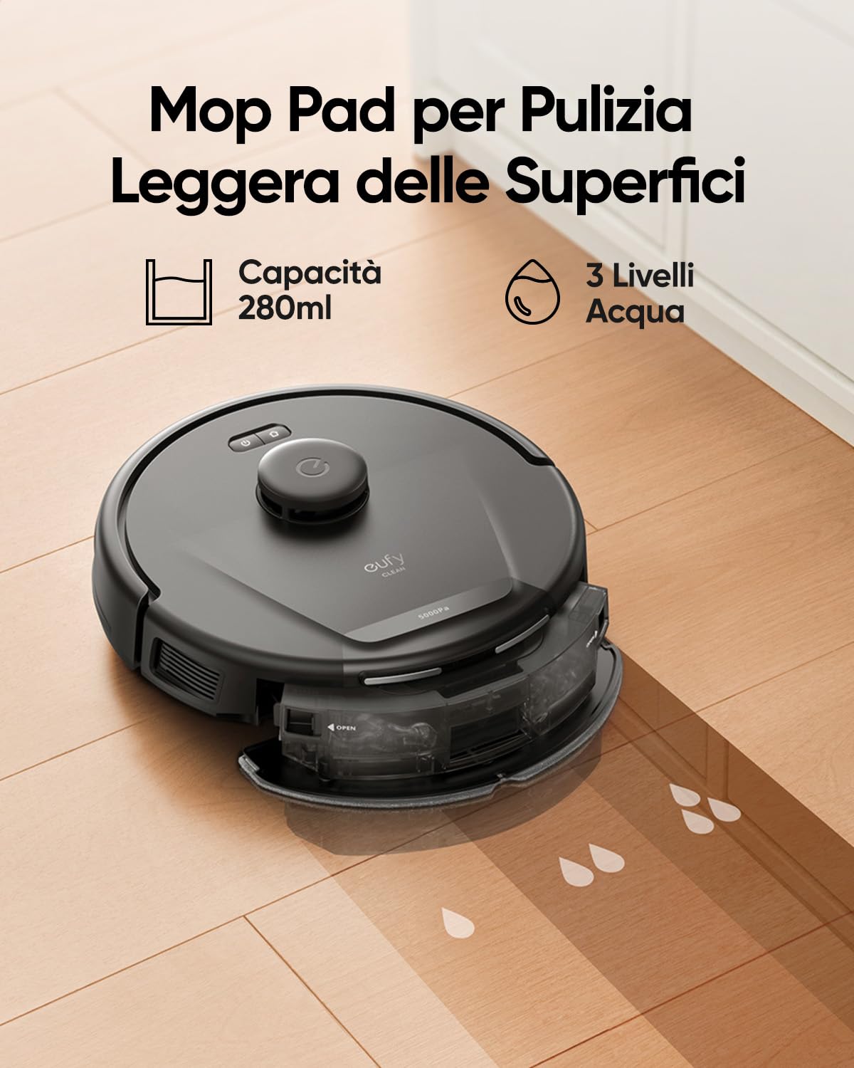 eufy Aspirateur robot L60 avec fonction vadrouille, puissance d'aspiration ultra forte de 5.000Pa, navigation laser iPath, pour un nettoyage complet des sols, idéal pour les cheveux et les sols durs