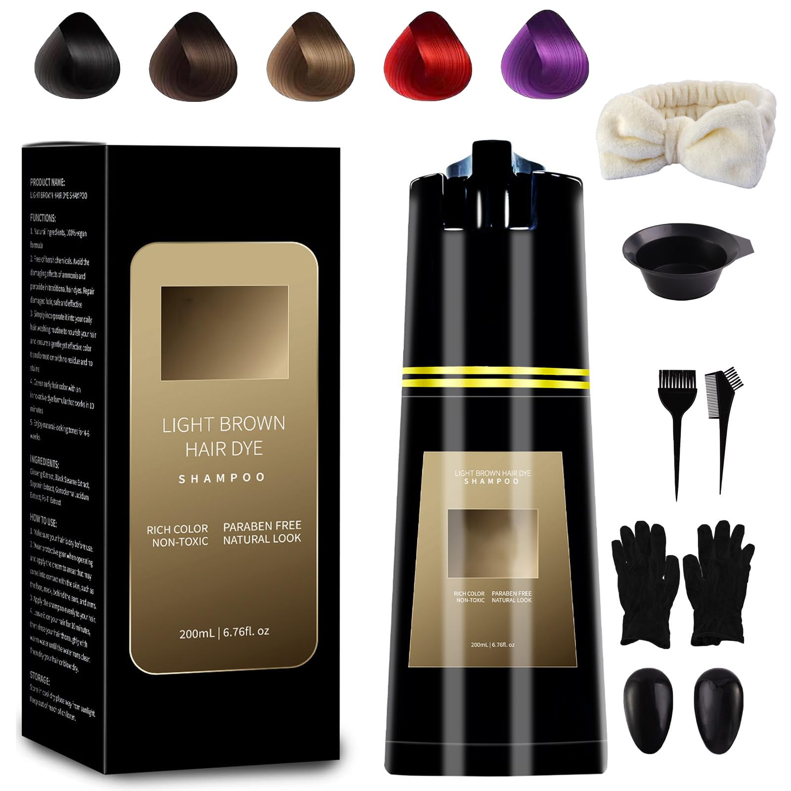 Polar Hair Dye Shampoo,Polar Hair Care,Polar Hair Care Instant Dye Shampoo,Olor Shampoo Hair Dye Dark Brown, For Hair Coverage, Suitable For Women & Men (Light Brown)