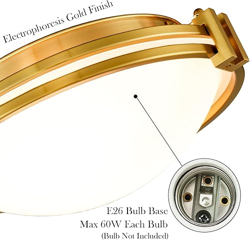 Miniatura 3 de Moderna lámpara de techo de montaje empotrado dorada de 12 pulgadas, lámpara de techo de vidrio de leche, lámpara de techo de latón de mediados de