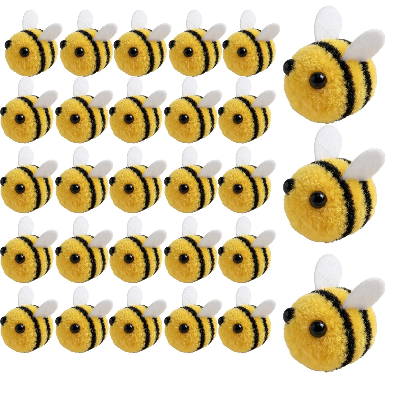 LIUQOBN 32Pcs Felt Bees Decorations Tiny Craft Balls Honey Bee Suitable for Clothing Hats Accessories Handicrafts Home Décor and DIY Projects
