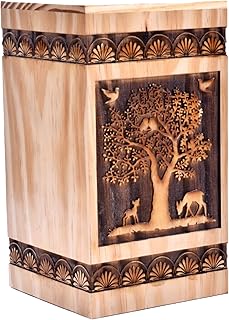 Tamanna Pinewood Urn for Human Ashes - Tree of Life Wooden Box - Personalized Cremation Urn for Ashes Handcrafted Large Wooden Urn Box (L(11.25X6.25â€) 250CU)