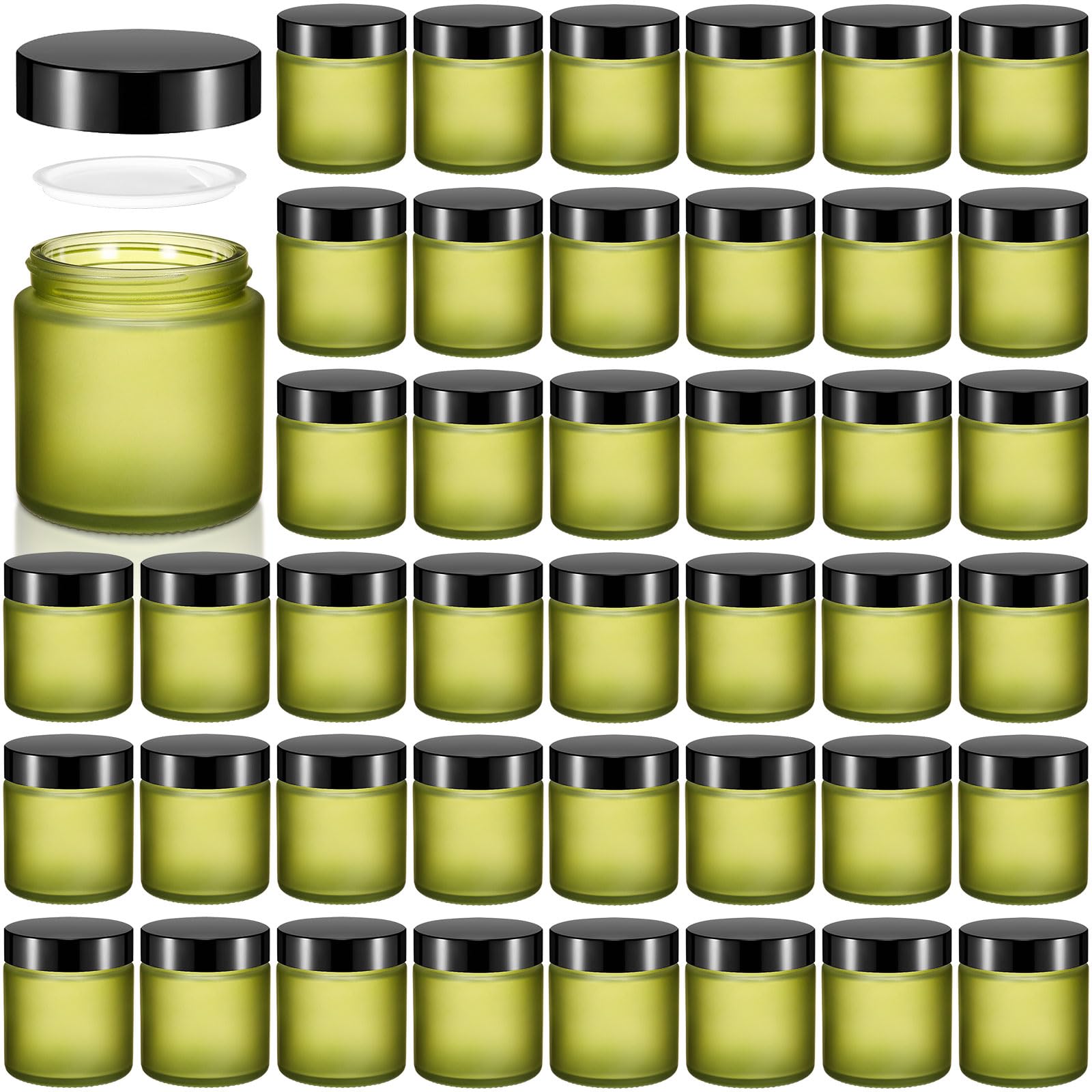 Norme 48 Pcs 4 oz Glass Jars with Lids Leakproof Round Airtight Empty Cosmetic Jars with Inner Liners Lid for Storing Lotions Powder Ointments Candle