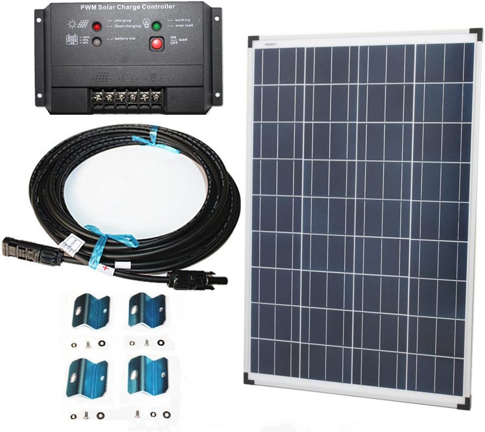 Plug-n-Power 100w Solar Panel Charging Kit for 12v Off Grid Battery - Next Day from U.S.