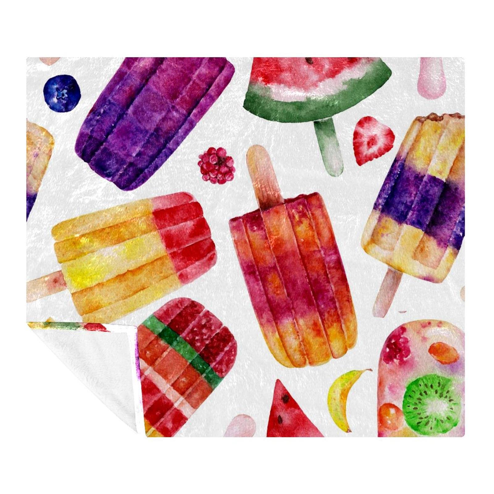 Couverture polaire légère en microfibre pour lit et canapé motif glace
