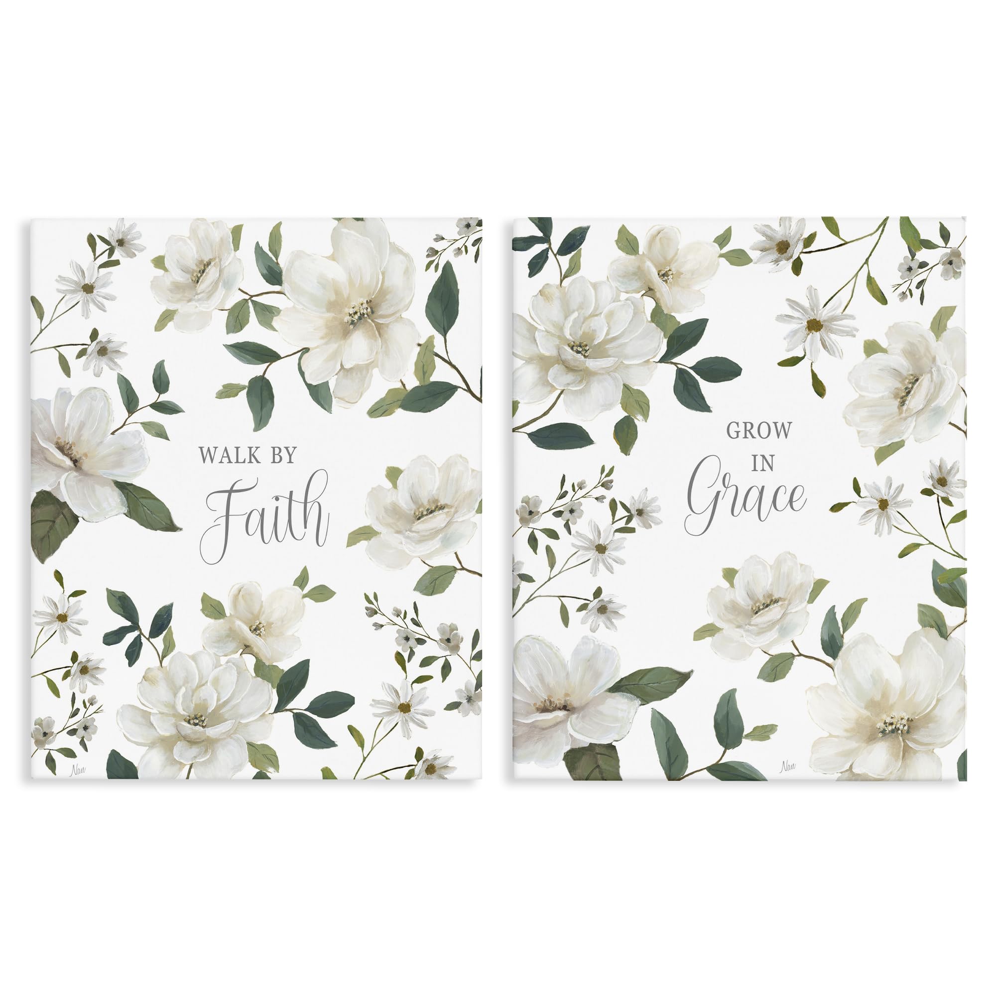 Stupell Industries Unframed 'Spiritual Faith Sayings With Florals'| 2Pc Canvas Art Set 2