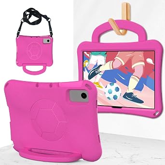 Kids Case Compatible with Honor Pad X8a 11 inch 2024 Released, Lightweight Shockproof Protective Cover,Handle Stand Tablet Cover with Shoulder Strap for X8a 11 inch Case Rose Red