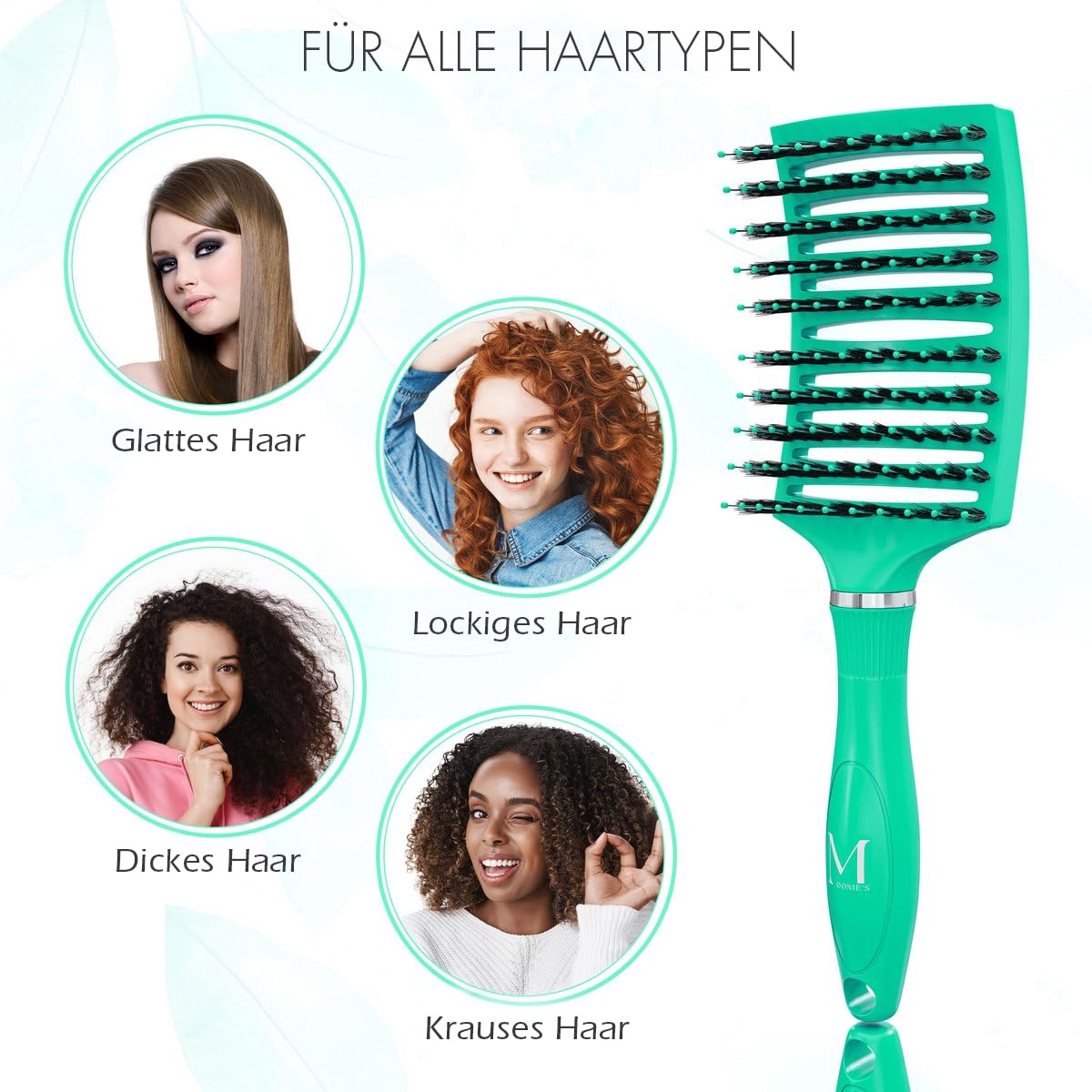 Moonie's Dertangler Hairbrush, Premium Detangling Brush, For Wet & Dry Hair - Image 4