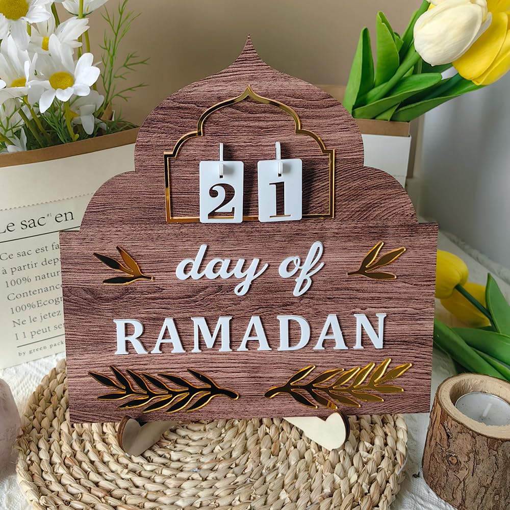Calendario del conto alla rovescia del Ramadan 2026, decorazioni Ramadan in legno per la casa, calendari dell'avvento di Eid Mubarak, islamico musulmano Ramadan Kareem tavolo decorazione regalo di