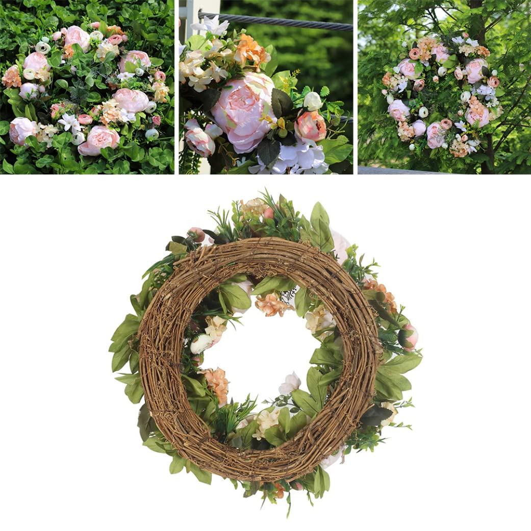 Ghirlanda di Fiori di peonia | Ghirlanda di peonie Artificiali Ghirlande per Porte Rotonde Floreali per la Decorazione della casa di Nozze della Porta d'ingresso