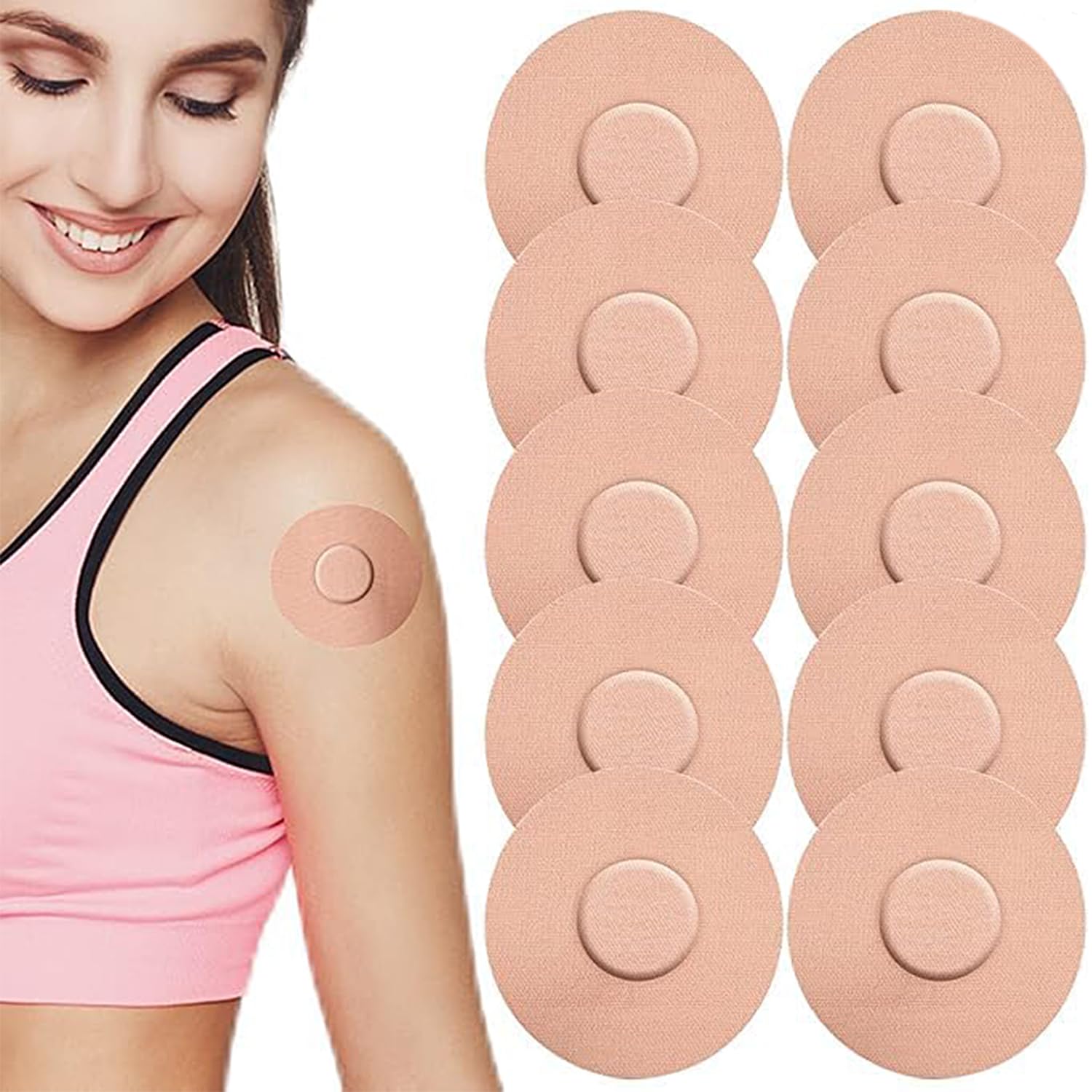 Lonimia Freestyle Adhesive Patches 25Pack Waterproof Libre2/3 Sensor Covers Flesh Flexible CGM Sensor Patches, No Glue in The Center, Long Fixation for Your Sensor
