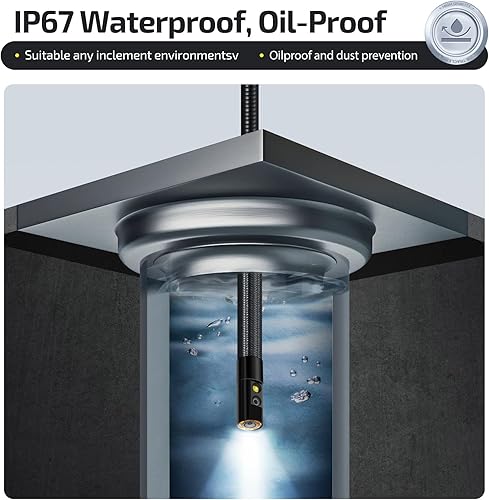 Miniatura 7 de Boroscopio articulado de doble lente con luz, cámara endoscopio bidireccional con pantalla IPS de 5 pulgadas con cámara de serpiente articulada de
