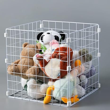 12 PCS White Gridwall Joining Clips, Plastic Wire Grid Panel Connectors, Compatible with 5 mm Wire Grid Panels