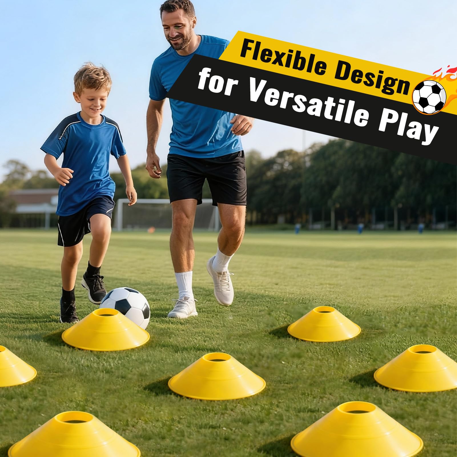 Kit Entrenamiento Futbol Juego Escalera de Agilidad 6 m 12 Peldaños con 12 Conos, 4 Estacas, Paracaídas en Marcha, Fútbol Kick Throw Trainer para Niños y Adulto para Entrenamiento - 4