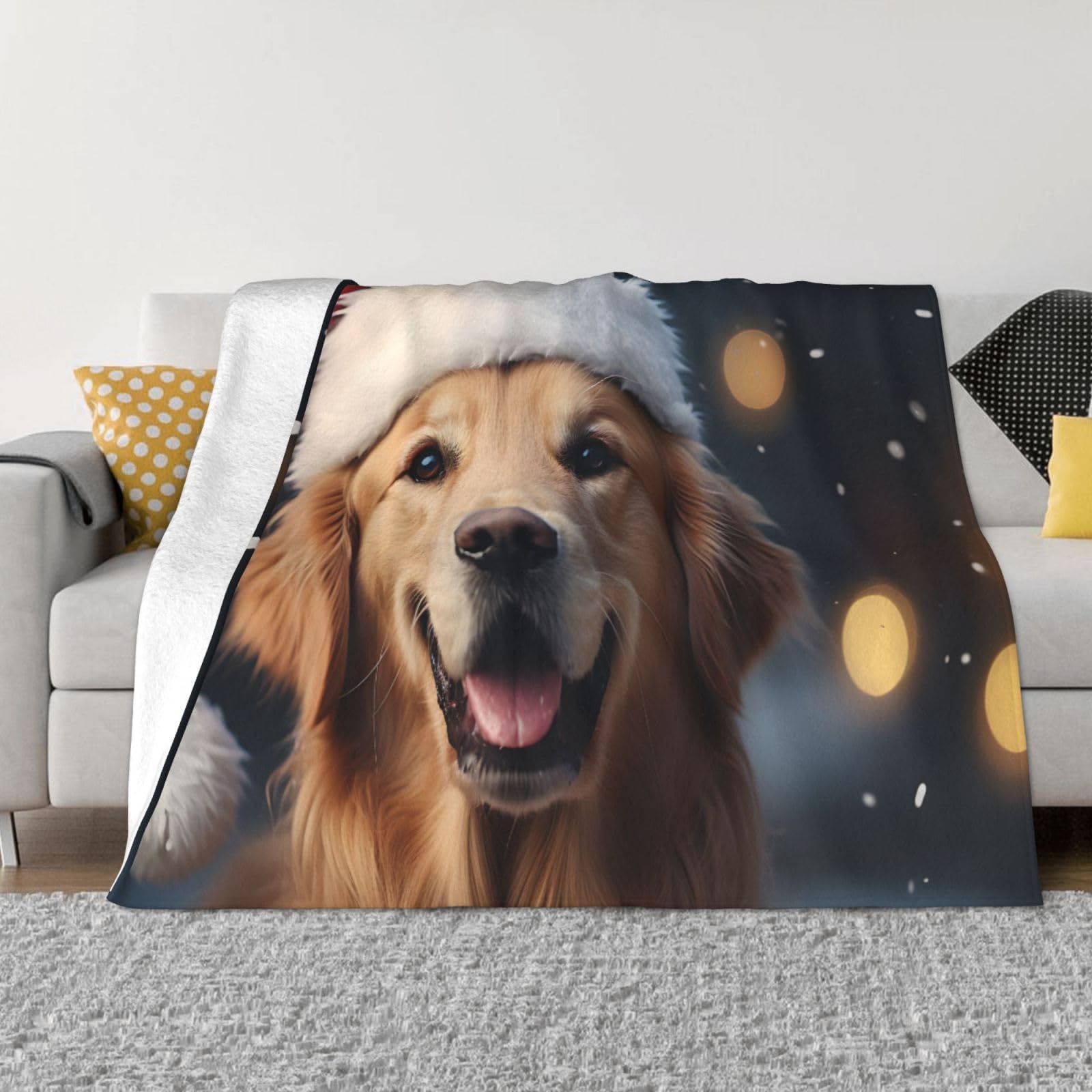 Couverture de Noël Golden Retriever en flanelle de haute qualité Mexpekil