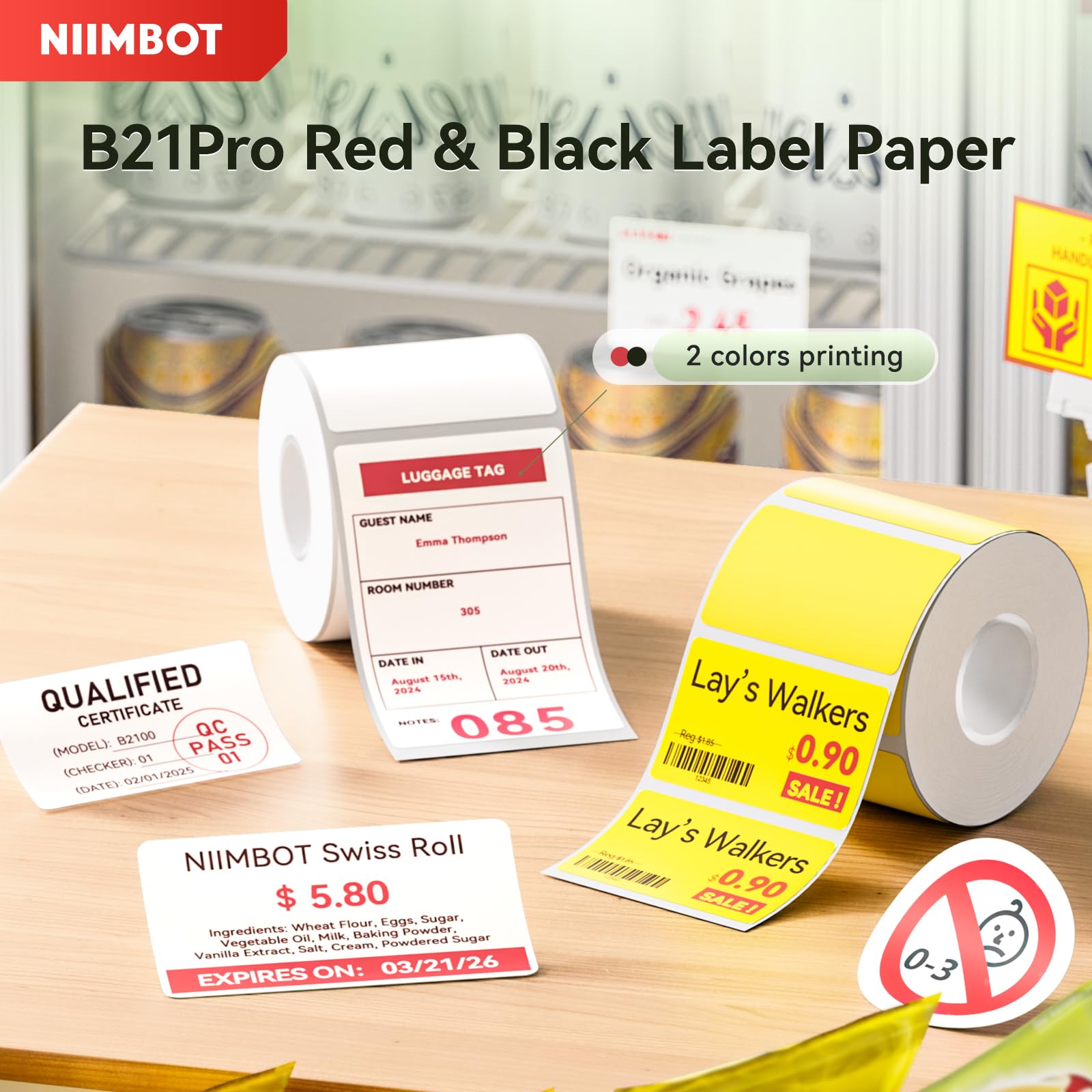Amazon.co.jp: NIIMBOT リフィルラベル B21 Pro専用 レッド&ブラック