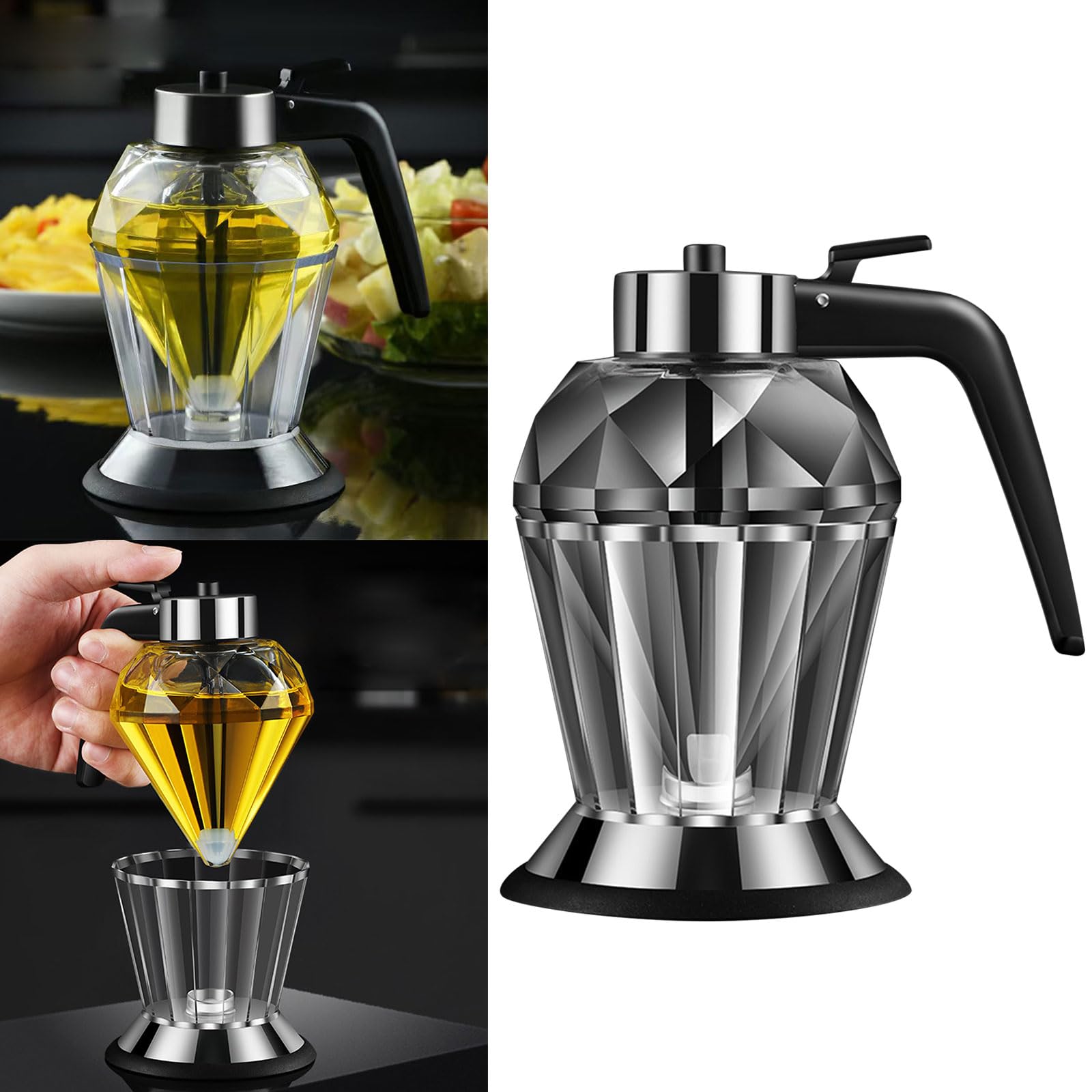 Dispenser per olio in bottiglia di olio in vetro Contenitori per olio in vetro a forma di diamante per gli appassionati di cucina