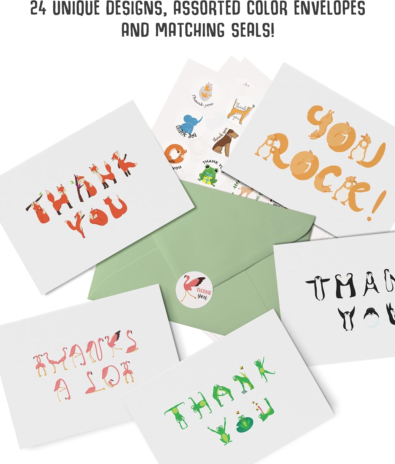 Dessie Thank You Cards Multipack with Envelopes and Sealing Stickers. 24 Unique Thank You Greeting Cards for Kids Small Business - Image 3