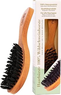 REMOS Brosse à cheveux poils de sanglier en bois de poirier avec manche large