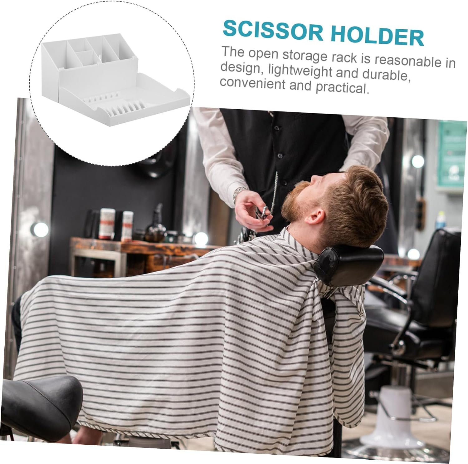 Hair Stylist Essentials Professional Salon Shear Holder Rack Hair Brush Holder Organizer Barber Storage Comb Haircut Tool Plastic Material Open Storage Rack