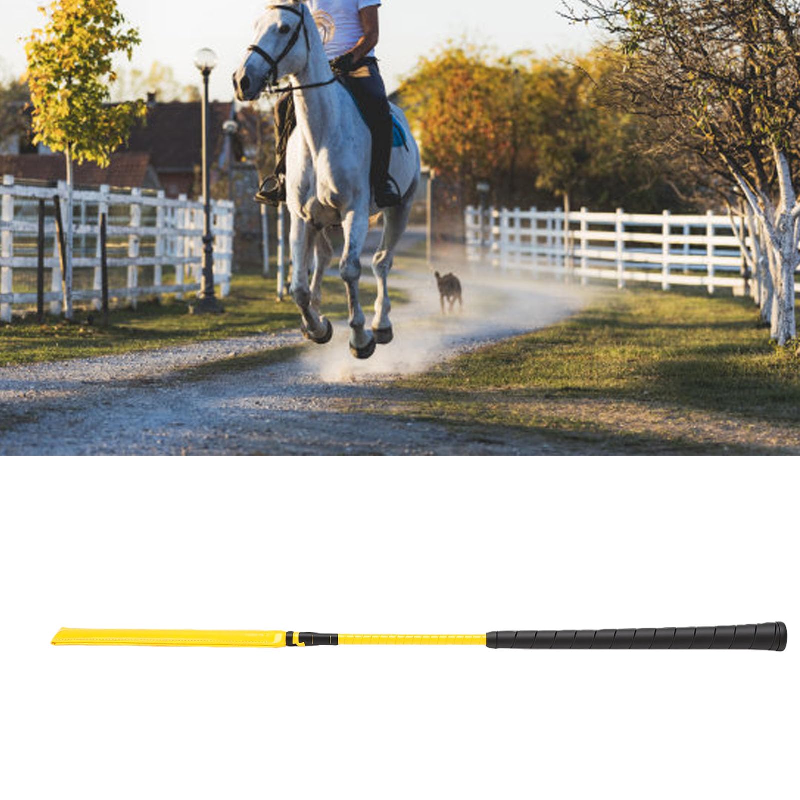 EMUKOEP Frustino da Cavallo, Frustino da Equitazione in Pelle Verniciata con Manico in Silicone Antiscivolo, per Allenamenti di Corse di Sport Equestri