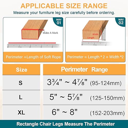 Miniatura 2 de 32 protectores rectangulares para patas de silla para madera dura, almohadillas de fieltro de silicona, fundas reductoras de arañazos y ruido,