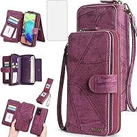 Vista 9 de Asuwish Funda de teléfono para Samsung Galaxy A71 5G con cremallera, funda desmontable con protector de pantalla y soporte de cuero para tarjetas