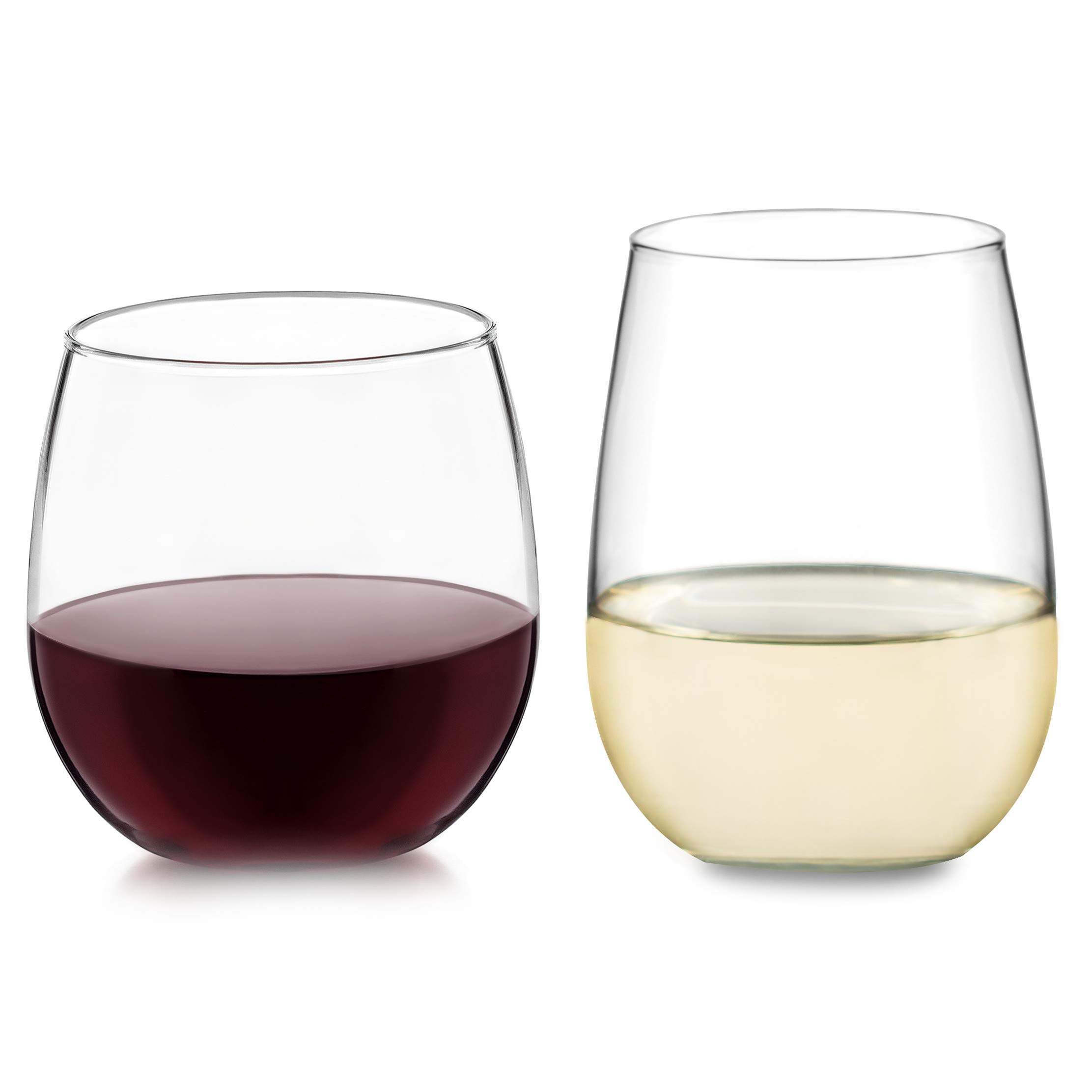 Libbey Stemless Wine Glasses Set of 12, Dishwasher Safe Red and White Wine Glass Set, Clear Drinking Glasses Set of 12 for Cocktails, Water, and More