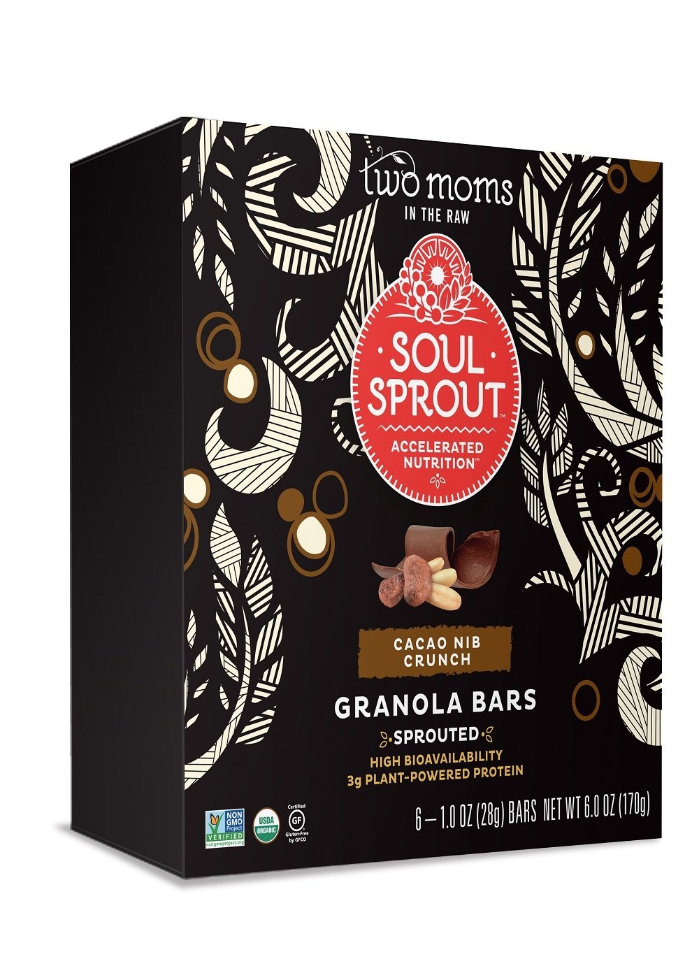 Soul Sprout, by Two Moms Sprouted Granola Bars, Cacao Nib