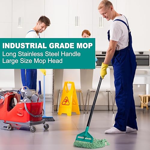 Miniatura 7 de KeFanta Trapeador de cuerda de 60 pulgadas con extremo de bucle, trapeadores comerciales resistentes para limpieza de suelos, trapeador húmedo de