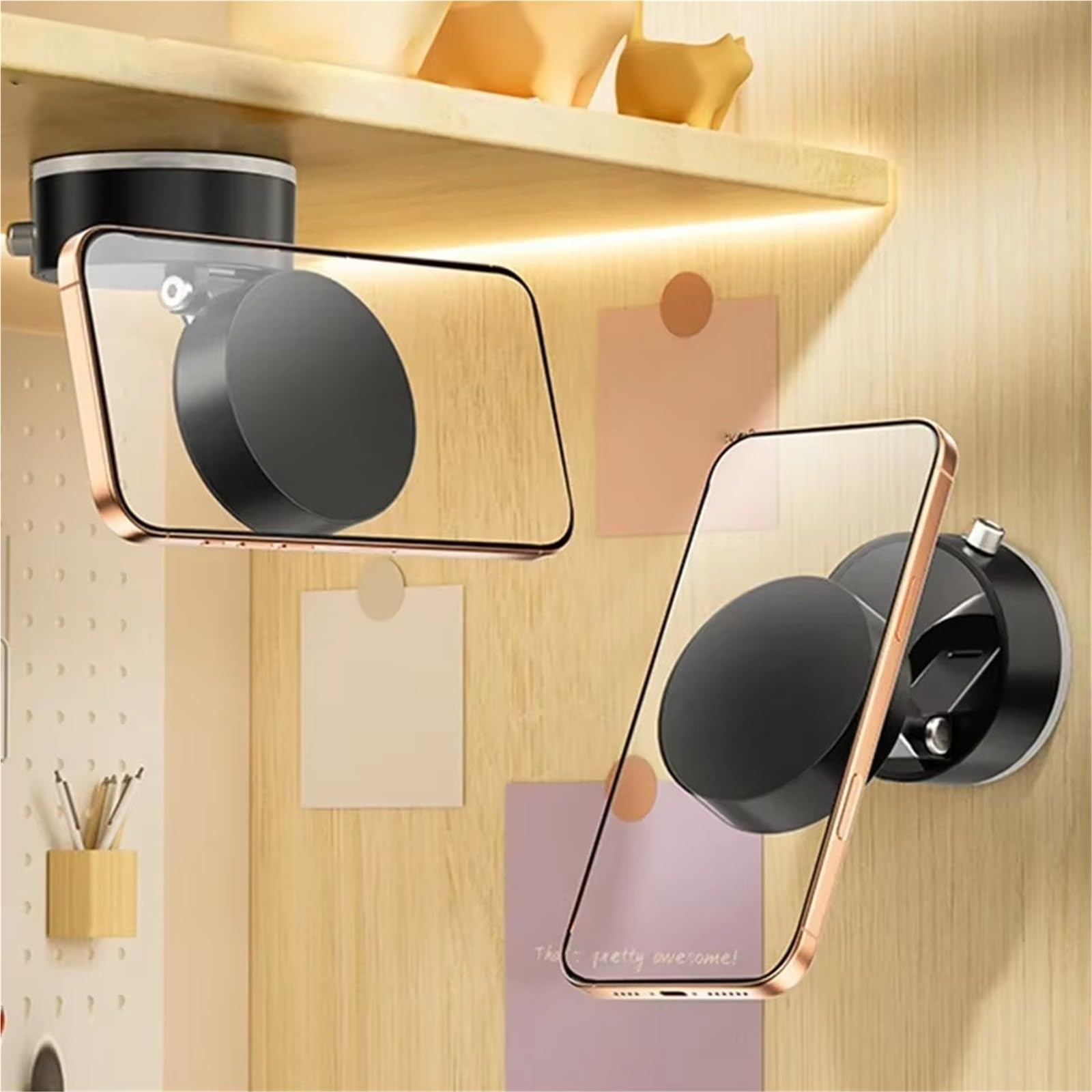 para iPhone 15 14 Universal Todos Los Teléfonos Inteligentes Actualización 2025 Soporte Magnético Al Vacío Soporte Plegable Salpicadero Soporte Móvil Coche(Pink)