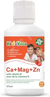 KidzVita - Calcium, Magnesium, Zinc with Vitamin D - Kids Complex Multivitamin - Maintain Bones, Teeth, Hair, Nails, Skin - Boost Immune Function - Support Energy Metabolism - Tissue Formation - Tasty for Picky Eaters - Age 1 to 14 Years - Calm and Relaxed - 475 ML 95 Servings