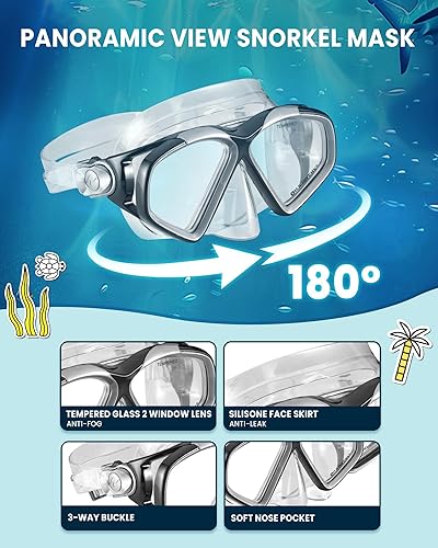 Miniatura 2 de OutdoorMaster x U.S. Divers Cozumel DX Combo Equipo de esnórquel para adultos, uso de viaje, juego de esnórquel con parte superior seca,