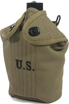 US WW2 M1910 Canteen Cover Khaki/WWII American Army Water Bottle Cover - 1940 Rear Seam