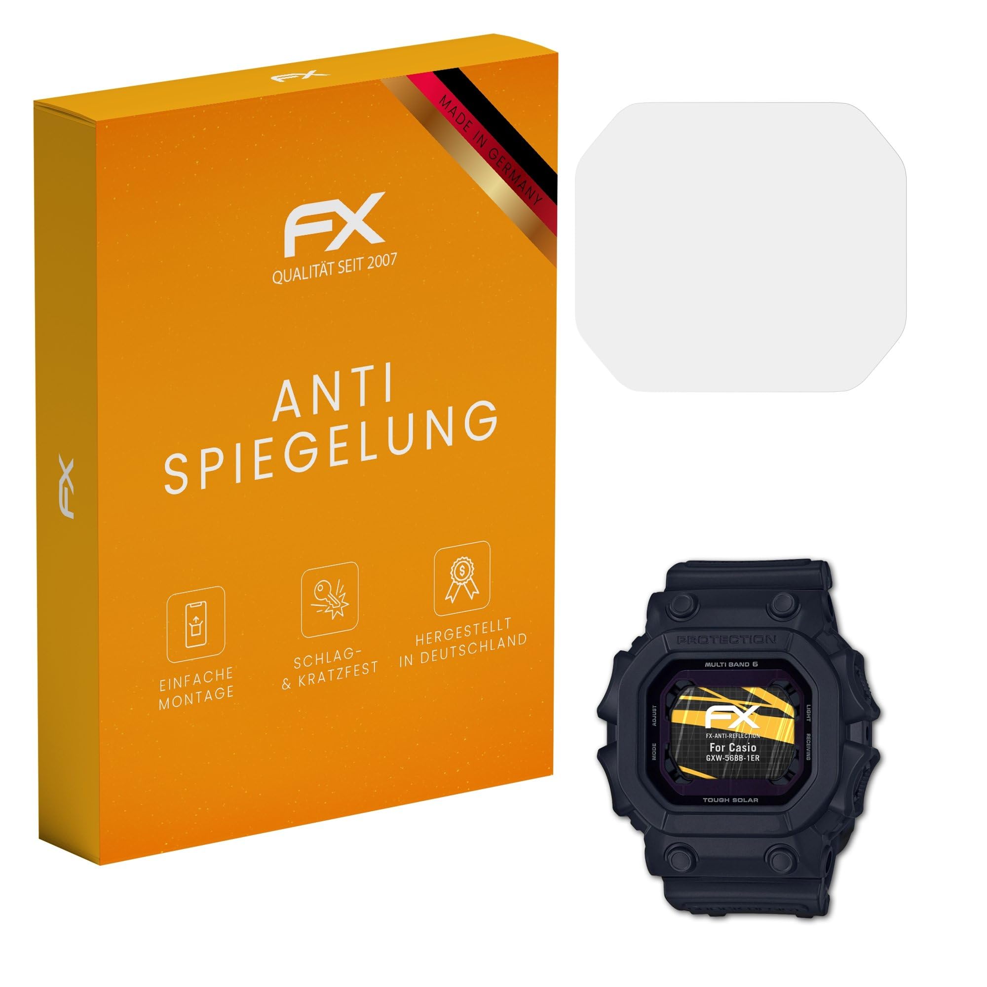 atFoliX Screen Protector compatible with Casio GXW-56BB-1ER Screen Protection Film, anti-reflective and shock-absorbing FX Protector Film (3X)